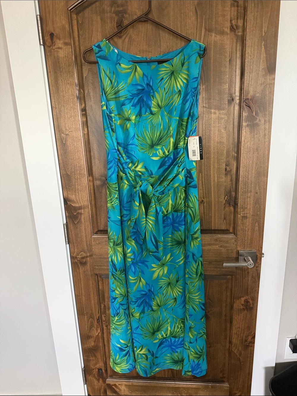 Virgo Blue and Green Floral Maxi Dress